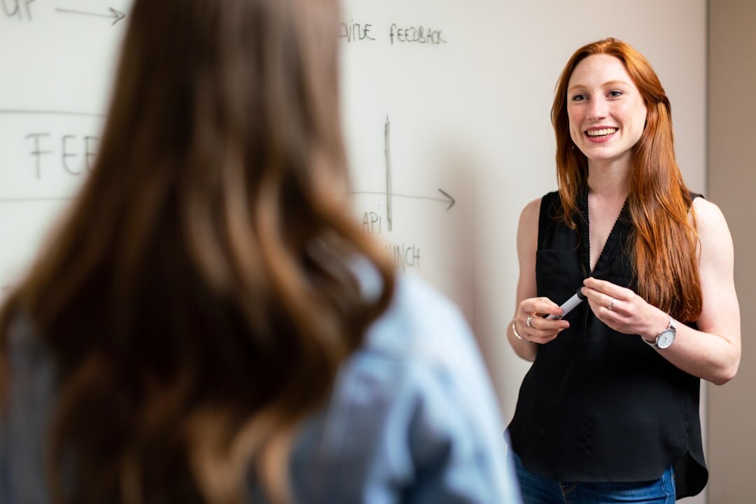 woman leading business presentation
